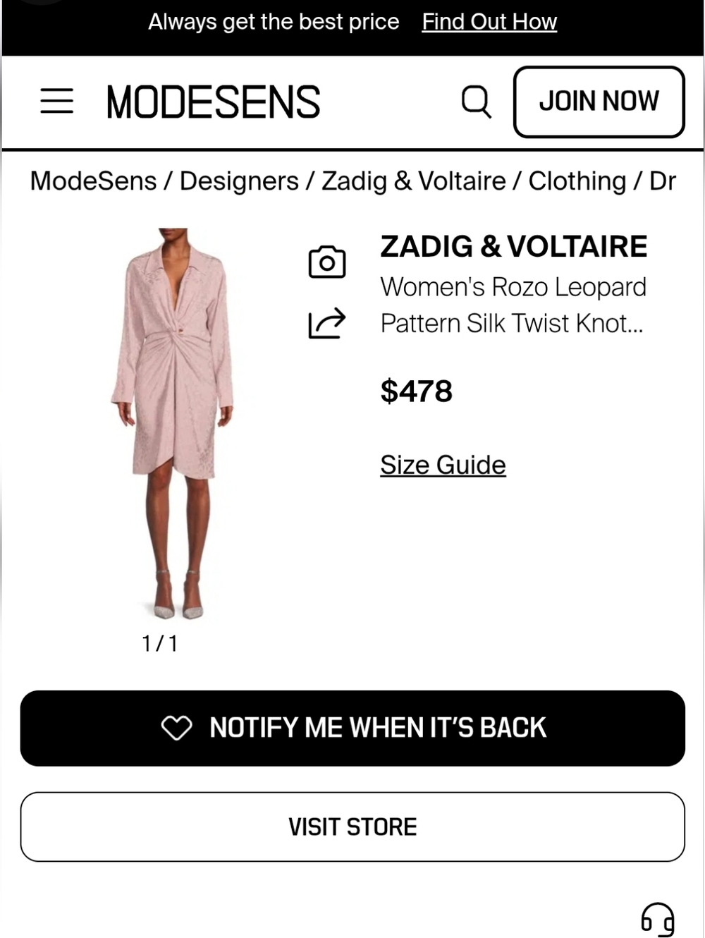 Zadig And Voltaire 100% Silk Rozo Jacquard Leopard Print Lilac dress Size XS - Picture 16 of 16